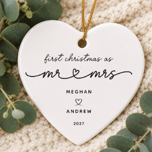 Erstes Weihnachten als Herr und Frau Schmuck Keramik Ornament