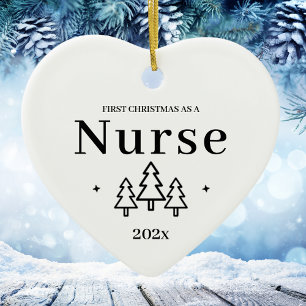 Erstes Weihnachten als Krankenschwester 2026 White Keramik Ornament
