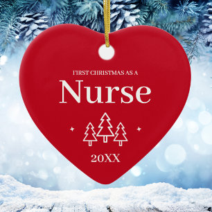 Erstes Weihnachten als Krankenschwester Rot Keramik Ornament