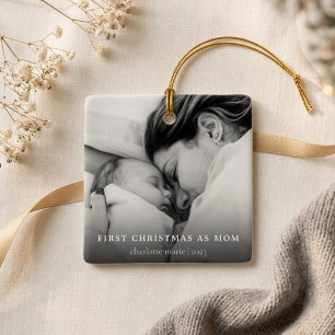 Erstes Weihnachten als Mama Einfaches Foto Keramikornament