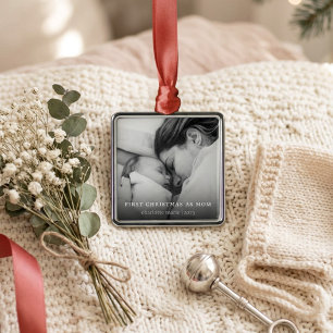 Erstes Weihnachten als Mama Elegantes Foto Ornament Aus Metall