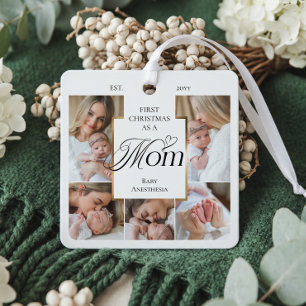 Erstes Weihnachten als Mama Foto-Collage Geburtsst Ornament Aus Metall