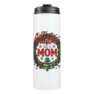 Erstes Weihnachten als Mama Kiefern-Kranz Baum Thermosbecher