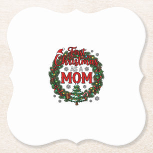 Erstes Weihnachten als Mama Kiefern-Kranz Baum Untersetzer