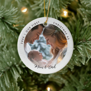 Erstes Weihnachten als Mama Papa Wunderland Baby-F Keramik Ornament