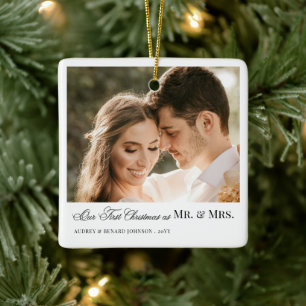 Erstes Weihnachten als Mr und Mrs neuvermählte Fot Keramikornament