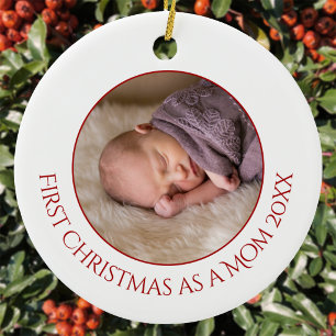 Erstes Weihnachten als Mutter Baby Foto Keramik Ornament