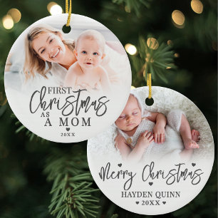 Erstes Weihnachten als Mutter Baby Foto Mutter Keramik Ornament