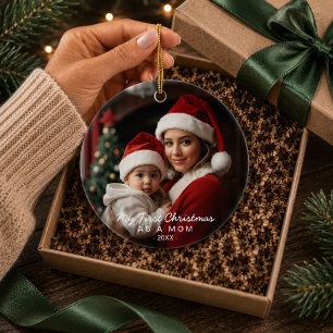 Erstes Weihnachten als Mutter Foto-Ornament Keramik Ornament
