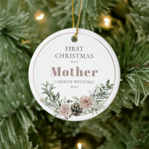 Erstes Weihnachten als Mutter Name Jahr Keramik Ornament