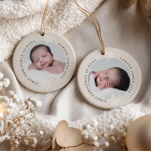 Erstes Weihnachten als Oma 2 Foto personalisiert Keramik Ornament