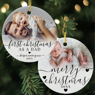 Erstes Weihnachten als Papa Baby Foto Keramik Ornament