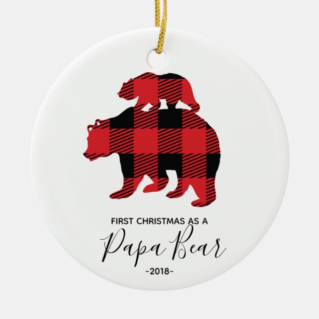 Erstes Weihnachten als Papa-Bärnverzierung Keramik Ornament (Vorne)
