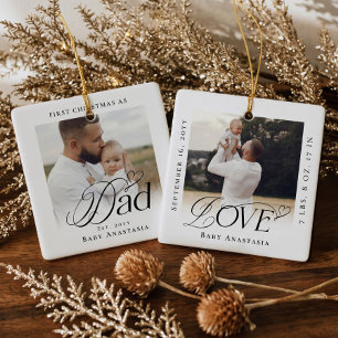 Erstes Weihnachten als Papa - individuelles Baby-F Keramikornament
