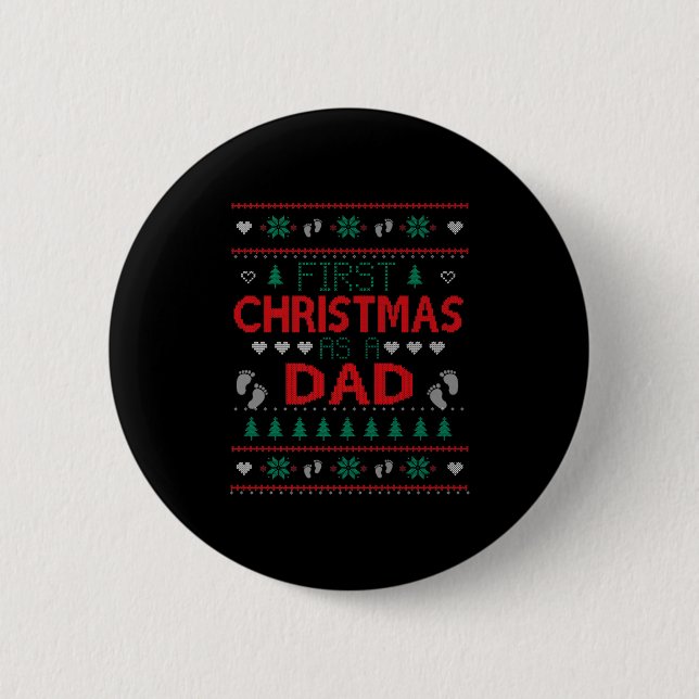 Erstes Weihnachten als Papa Lustiges passendes Wei Button (Vorderseite)