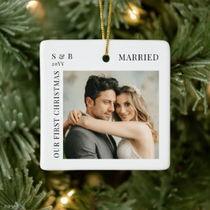 Erstes Weihnachten als Verheiratete Schrift Neuver Keramikornament