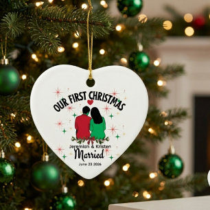 Erstes Weihnachten als verheiratetes Paar Keramik Ornament