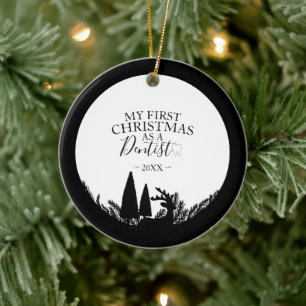 Erstes Weihnachten als Zahnarzt Elegante Silhouett Keramik Ornament