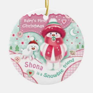 Erstes Weihnachten, Baby-Mädchen, niedliches Keramik Ornament