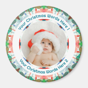 Erstes Weihnachten Baby Rosa Blau Familienfoto-Ges Magnet