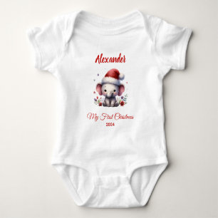 Erstes Weihnachten Baby süßer Elefant personalisie Strampler