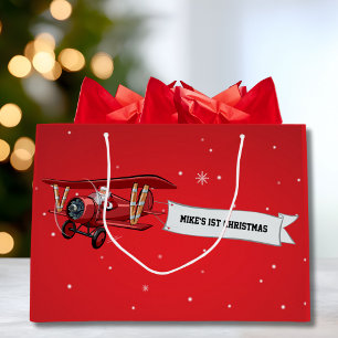Erstes Weihnachten Benutzerdefiniertes Flugzeug &  Große Geschenktüte