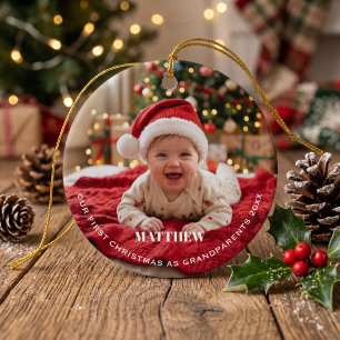 Erstes Weihnachten der Großeltern Baby-Foto Keramik Ornament