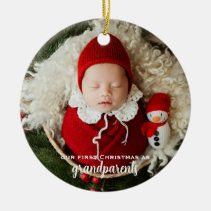 Erstes Weihnachten der Großeltern mit dem neuen Ba Keramik Ornament