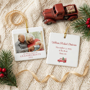 Erstes Weihnachten der Großeltern Neues Baby-Foto Keramikornament