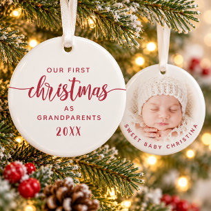 Erstes Weihnachten der Großeltern Roter Schriftzug Ornament