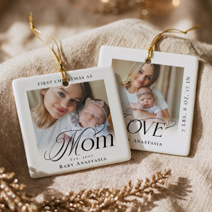 Erstes Weihnachten der Mutter Baby-Foto-Geburtssta Keramikornament