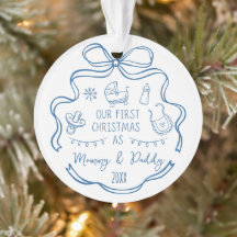 Erstes Weihnachten der neuen Eltern Skurrile blaue