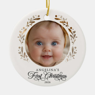 Erstes Weihnachten des Babys - Botanical Papercut Keramik Ornament