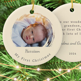 Erstes Weihnachten des Babys - Cream-Foto-Andenken Keramik Ornament