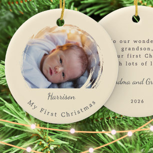 Erstes Weihnachten des Babys - Cream-Foto-Andenken Keramik Ornament