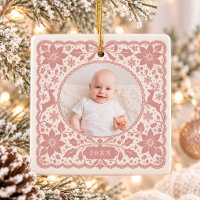 Erstes Weihnachten des Babys Dusty Rose Spitze Qua