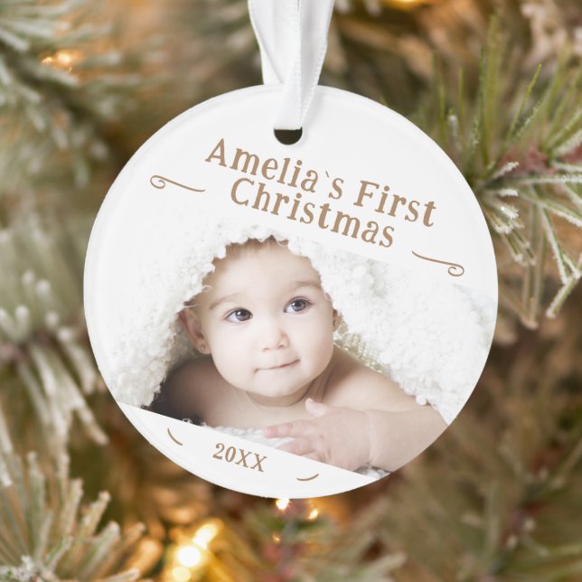 Erstes Weihnachten des Babys - einfaches Foto-Ande Ornament (Baum)