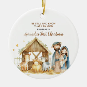 Erstes Weihnachten des Babys Krippen Tier Bibelver Keramik Ornament