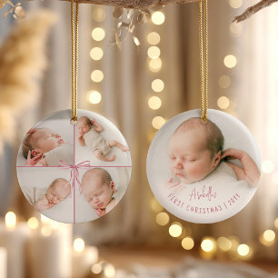 Erstes Weihnachten des Babys Personalisiert 5 Foto Keramik Ornament