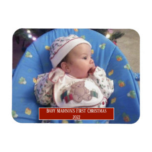 Erstes Weihnachten des Babys Personalisiertes Foto Magnet