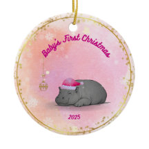 Erstes Weihnachten des Babys - Porzellan-Hippo-Anh