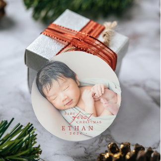 Erstes Weihnachten des Babys Runder Aufkleber