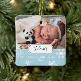 Erstes Weihnachten des Babys Winter-Schneeflocke H Keramikornament