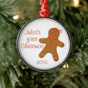 Erstes Weihnachten des kleinen Mädchens Lebkuchen Ornament Aus Metall