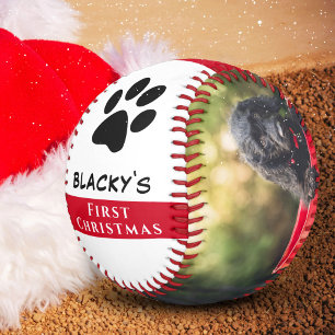 Erstes Weihnachten des Welpen Hund-Pfoten-Foto-Col Baseball