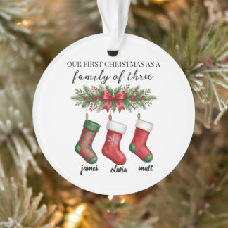 Erstes Weihnachten Familien-Dreier-Strumpf-Ornamen Ornament