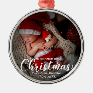 Erstes Weihnachten Foto vom Baby Ornament Aus Metall
