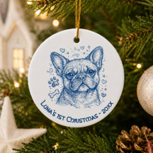 Erstes Weihnachten Französische Bulldogge blaue Li