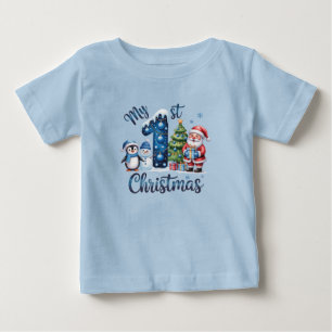 Erstes Weihnachten für Baby Jungen Blau T-shirt