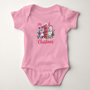 Erstes Weihnachten für Baby Mädchen Rosa Strampler